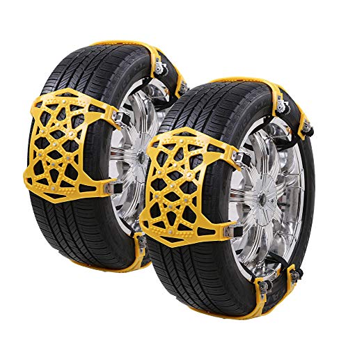 CROSOFMI Catene da Neve Universali Omologate Auto Facilità di Installazione  Pneumatici Larghezza 165-285 mm (6 Pezzi Giallo)